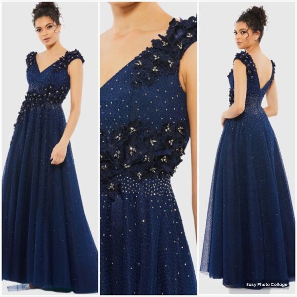 Mac Duggal 11152 Womens Floral Applique A-Line Evening Gown - Picture 1 of 16